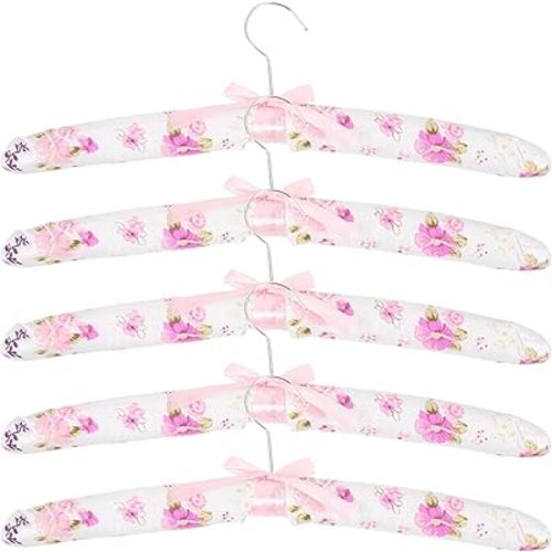 5pcs Padded Clothes Hangers for Women: Clothing Dress Hangers for Women Elegant Wide Shoulder Clothes No Bump Cotton Cupboard Rural gilrs