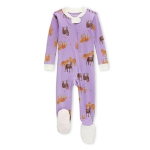 Wild Horse Baby Zip Front Snug Fit Footed Pajamas