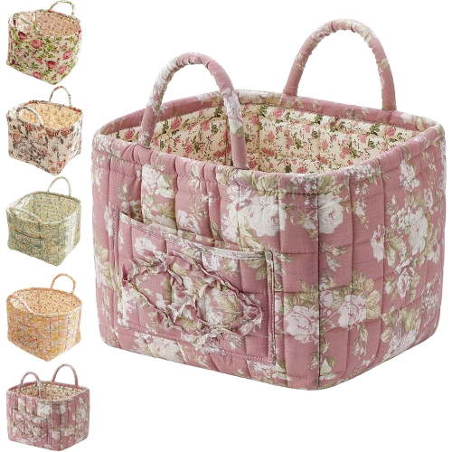 Boho Fabric Storage Basket, Boho Floral Laundry Baskets, Large Capacity Fabric Storage Basket, Decorative Storage Baskets, Portable Folding Storage Bag, for Clothes and Sundries