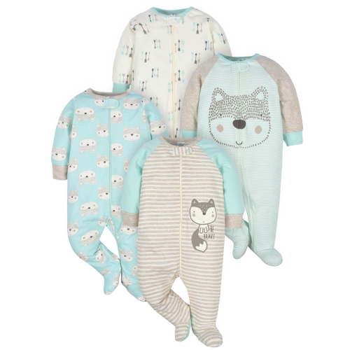Gerber Baby Boy Sleep 'n Play Footed Pajamas, 4-Pack