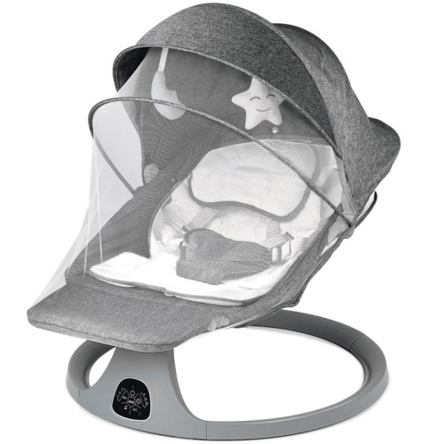 SACVON Baby Swing for Infants to Toddler, Baby Rocker for Infants with 5 Sway Ranges,Bluetooth Support Bouncers for 0-24 Months, Light Gray