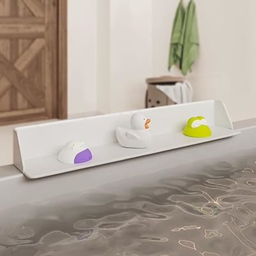 PlayPad, 3-Ft Long with SplashGuard for Bathtub, 5-Inch Tall - Kids Mess-Free Bath and No Leaks with Strong Suction Cups - Cloud White