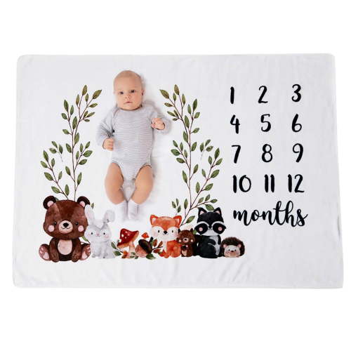 Monthly Milestone Thick Flannel Blanket,Large Size 23.62x15.75Inch,Super Soft and Wrinkle-Free Design,Ideal for Photography,Showers,Boys and Girls