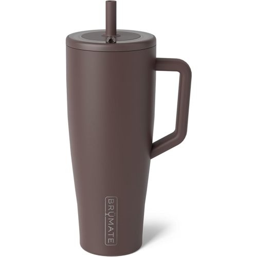 BrüMate Era 40 oz Tumbler with Handle and Straw | 100% Leakproof Insulated Water Bottle Tumbler with Lid and Flexible SoftSip Straw | Made of Stainless Steel | Cup Holder Friendly | 40oz (Java)