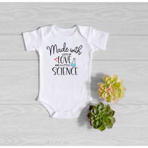 IVF Onesie® - Made With Lots of Love and a Little Science Onesie® - IVF Baby Announcement Bodysuit - Miracle Baby Onesie®
