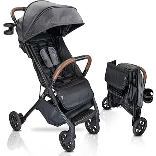Lightweight Baby & Toddler Stroller, Ultra Compact, Airplane-Friendly Travel Stroller, One-Handed Fold, Near Flat Recline, X-L Canopy & Parent Cup Holder -LinQ Multiple Strollers (Shadow Grey)