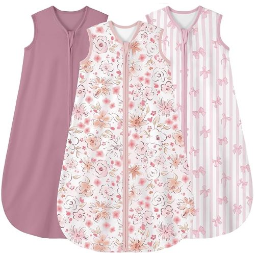Yoofoss Baby Sleep Sack 0-6 Months Wearable Blanket for Babies 100% Organic Cotton 2-Way Zipper TOG 0.5 Toddler Sleeping Sack 3 Pack, Comfy Lightweight Sleep Sacks