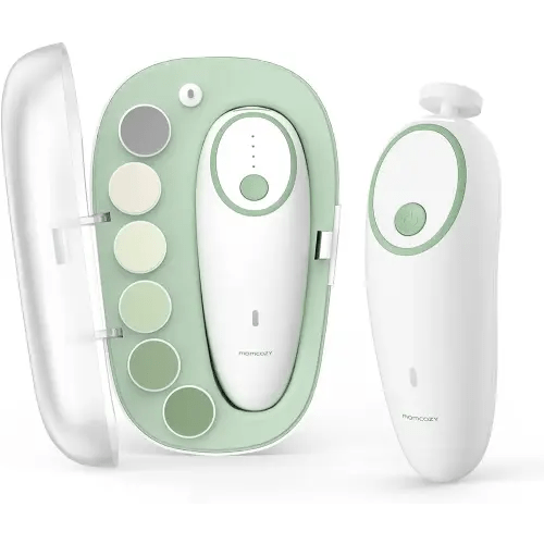 Momcozy Baby Nail File Electric, Gentle Baby Nail Trimmer Electric Rechargeable, Baby Nail Clipper Electric, 7 Grinding Head Replacement Pads