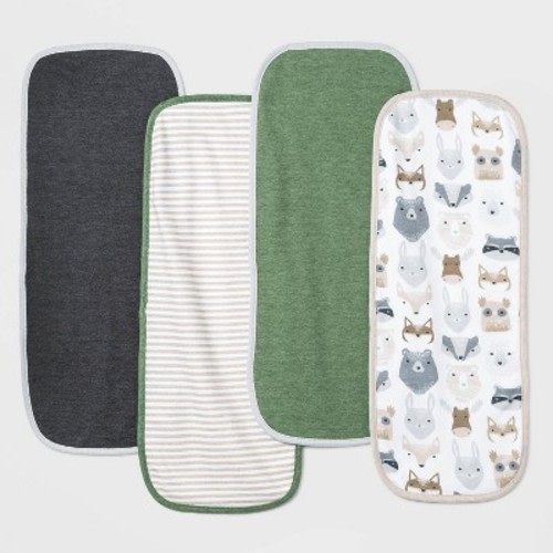Baby Boys' 4pk Little Cub Burp Cloth Set - Cloud Island™ Green