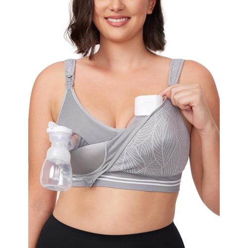 Momcozy Seamless 4-in-1 Pumping Bra Hands Free, CozyFitClasp Pumping & Nursing Bras, Supportive Breast Pump Bra
