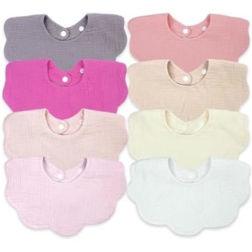 Baby Bibs Muslin Bibs 8 Pack for Drooling and Teething for Unisex Girls Boys