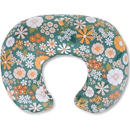 Nursing Pillow, Breastfeeding Pillow with Removable Cotton Cover, Baby Feeding Pillow for Mom Easier Breast Feeding and Bottle Feeding(Flower Green)