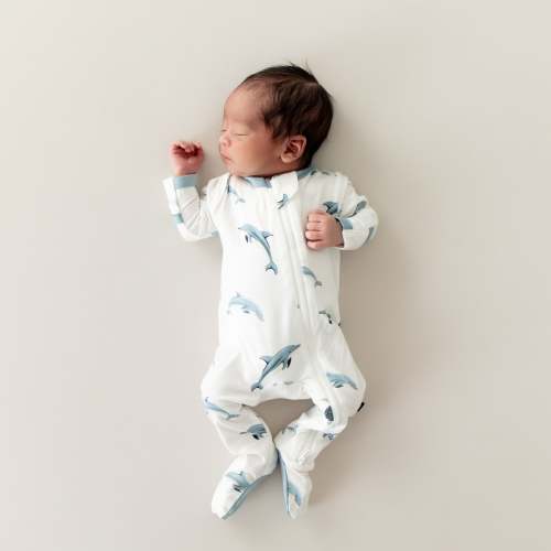 Zippered Footie in Dolphin
