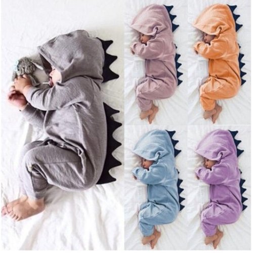Cute Dinosaur Newborn Infant Baby Girl Boys Outfits Clothes Romper Jumpsuit Bodysuit - lightblue - 0 - 3 Months
