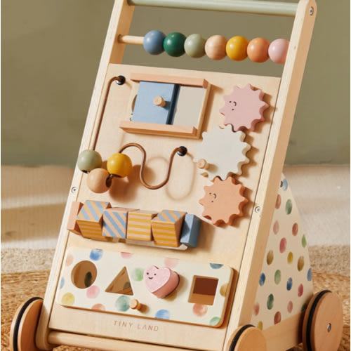 Tiny Land® Versatile Natural Wooden Baby Walker