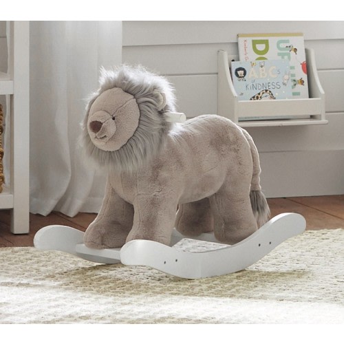 Taupe Lion Plush Nursery Rocker