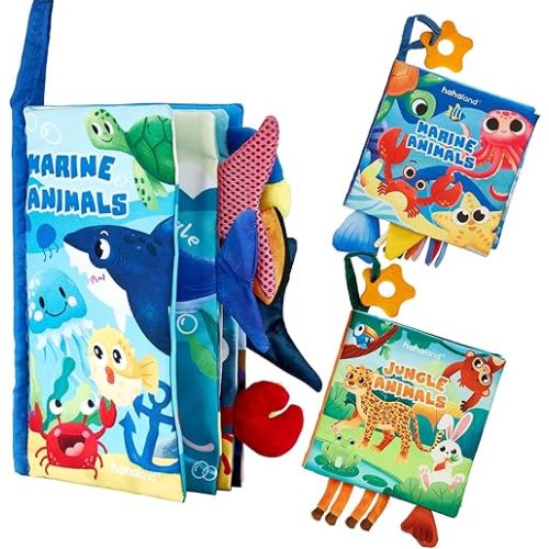 hahaland Baby Books 0-6 Months,Infant Tummy Time Toy High Contrast Sensory Baby Toys 6 to 12 Months Touch Feel Book Gift Christmas Stocking Stuffers for Boy Girl 0-3 Months Book Early Learning Toy