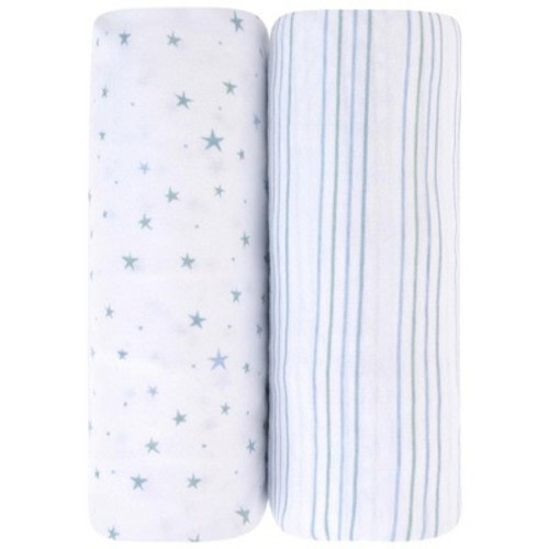 Ely's & Co. Baby Fitted Pack n Play - Mini Crib Sheet 100% Combed Jersey Cotton Blue for Baby Boy 2 Pack, Color: Blue star
