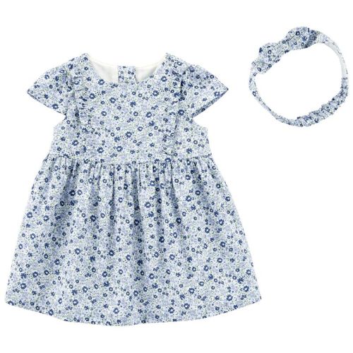 Blue Baby Floral Print Dress and Headwrap Set | oshkosh.com
