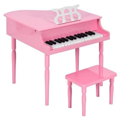 Best Choice Products Kids Classic 30-Key Mini Piano w/ Lid, Bench, Folding Music Rack, Song Book, Stickers - Pink