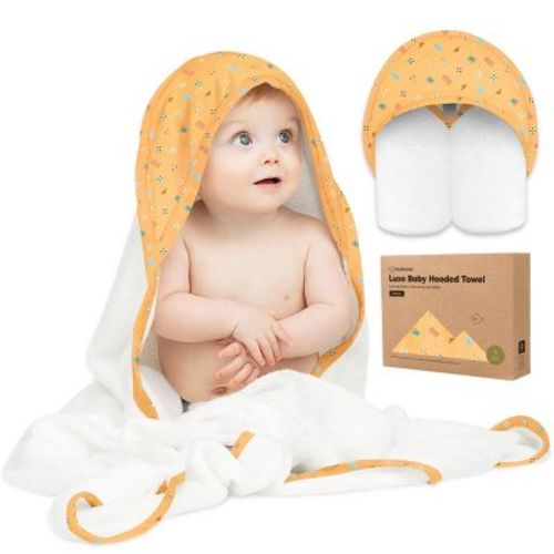 Luxe Baby Hooded Towel, Organic Baby Bath Towel, Hooded Baby Towels, Baby Beach Towel for Newborn, Kids (Beach Day)