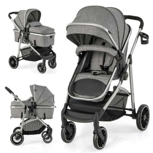 Kepooman Umbrella Stroller,Baby Stroller,2-in-1 Convertible Baby Stroller with Reversible Seat-Gray