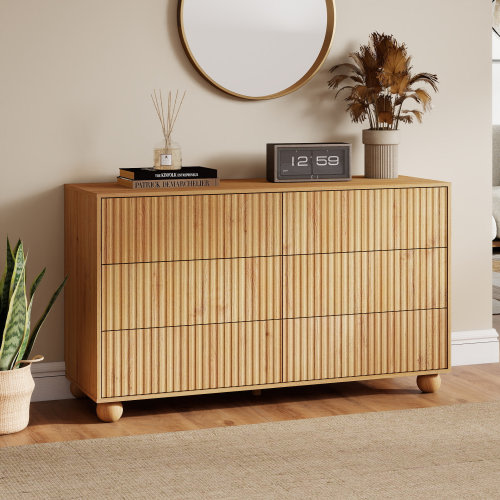 Ebern Designs Ashford Fluted 47.2"W Dresser with 6 Drawers, Wooden Chest of Drawers with Rebounder & Reviews | Wayfair
