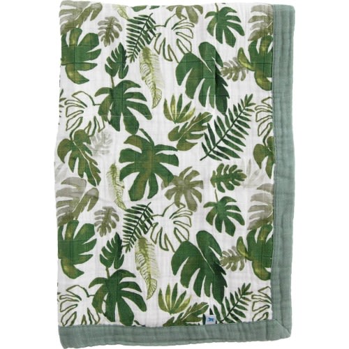 little unicorn Cotton Muslin Baby Quilt, Tropical Leaf