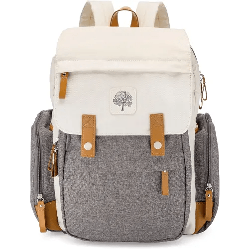 Parker Baby Diaper Backpack - Large Diaper Bag with Insulated Pockets, Stroller Straps and Changing Pad -"Birch Bag" - Cream