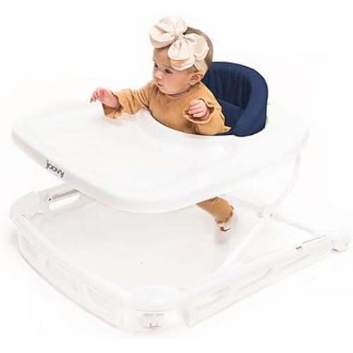 Joovy Spoon Baby Walker & Activity Center Featuring Three Adjustable Heights, Extra-Large Tray, and 30 lb Weight Capacity - JPMA Safety Certified, Blueberry
