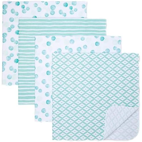 Spasilk Baby 4 Pack 100% Cotton Flannel Receiving Blanket
