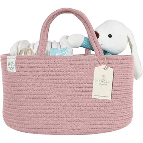 Kiddycare Diaper Caddy Nappy Organiser Changing Basket (Pink)