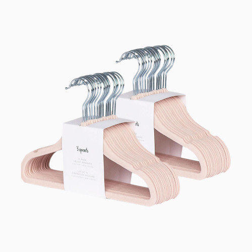 3 Sprouts Velvet Hanger - Pink, 30