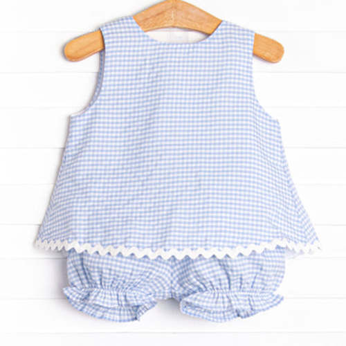 Stevie Gingham Bloomer Set, Blue – Stitchy Fish