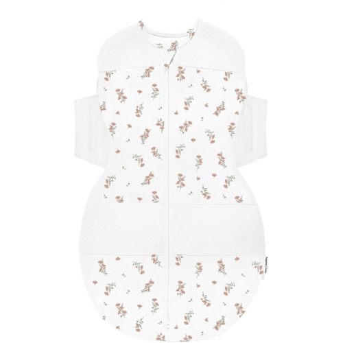 Happiest Baby SNOO Sleep Sack - 100% Organic Cotton Baby Swaddle Blanket - Doctor Designed Promotes Healthy Hip Development (Ivory Wildflowers, Medium)