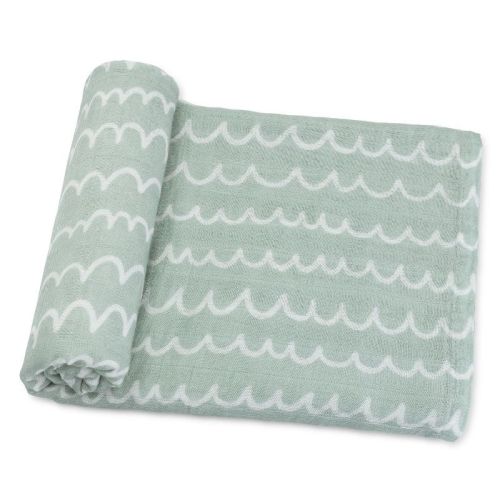 Muslin Swaddle Blankets Neutral Receiving Blanket For Boys And Girls By Comfy Cubs, Pack of 1 - Green Doodle