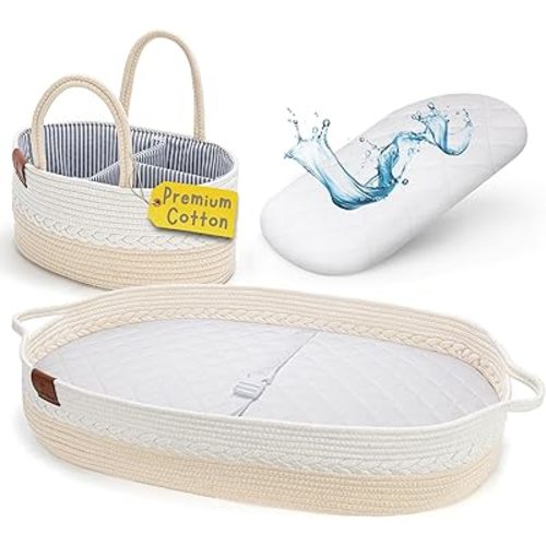 Baby Changing Basket for Baby Dresser, Moses Baskets for Newborn, Baby Moses Basket Changing Basket for Dresser, Changing Pad Basket Changing Table Basket, Diaper Caddy, Newborn Essentials Must Haves