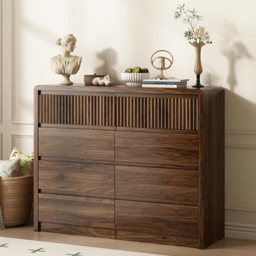 Latitude Run® 8-drawer Dresser With Fluted Panel Top, Double Dresser For Bedroom | Wayfair