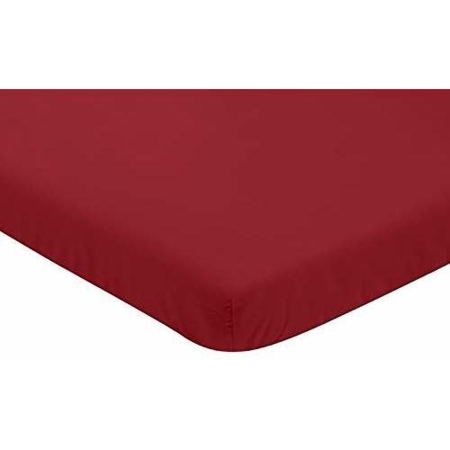 Sweet Jojo Designs Solid Red Baby Boy Fitted Mini Portable Crib Sheet for Baseball Patch Sports Collection - for Mini Crib or Pack and Play ONLY