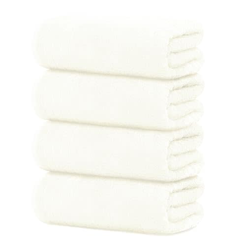 Tens Towels Pack of 4 Extra Large Bath Towels 30 x 60 Inches, 100% Cotton, Larger & Lighter Weight, Quicker to Dry, Super Soft and Absorbent, Perfect for Bathroom, Cream