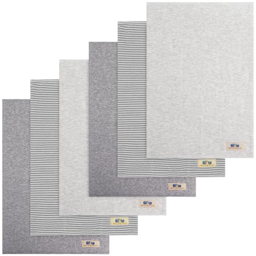 BlueSnail Soft and Absorbent Burp Cloths for Baby, Extra Large and Thick Burping Cloth 6 Pack (Gray)