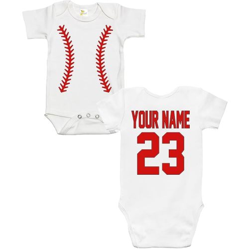 Baby Bodysuit - Baseball Custom Personalized Double Sided Jersey Name and Number