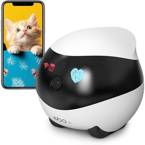 Enabot Home Security Camera EBO SE: 1080P Indoor Cam Battery-Operated, Auto-Recharge, Night Vision, Wireless Camera for Pet/Elderly/Baby, 2-Way Talk, Local Storage, APP Control