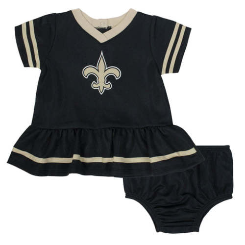 Baby Girls New Orleans Saints Cheerleader Dress and Diaper Cover Set