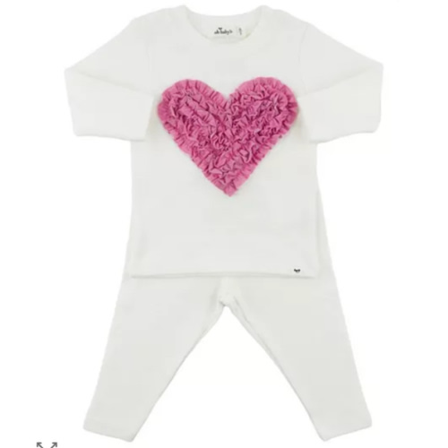 Girls' Ruffle Heart Sparkle Applique Two Piece Set - Baby