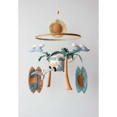 Surf baby mobile, beach baby mobile, seagull baby mobile, ocean baby mobile