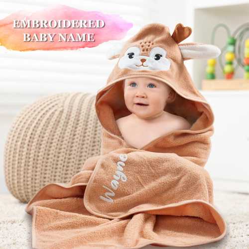 Custom Baby Towel with Name, Baby Shower Gift, Soft Hooded Towel for Newborn, Easter or First Birthday Present, Personalized Keepsake