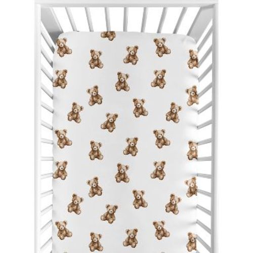 Sweet Jojo Designs Boy, Girl, Unisex/Gender Neutral Baby Fitted Crib Sheet Boho Teddy Bear Brown and White