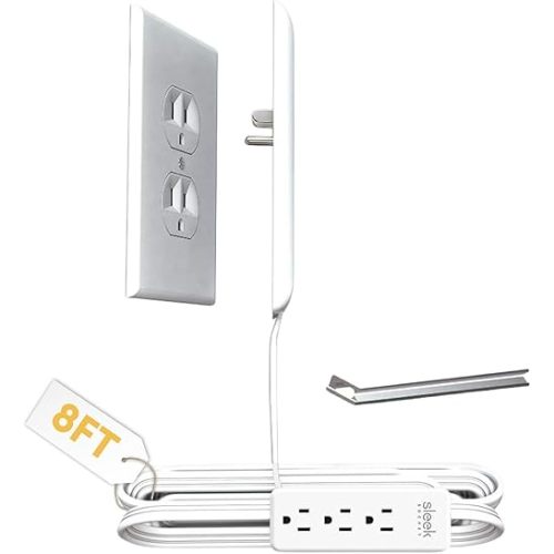 Sleek Socket Ultra-Thin Electrical Outlet Cover Baby Proofing | Child Proof Outlet Cover Extension Cord with Multiple Power Strips | Child Safe Plug Covers for Electrical Outlets