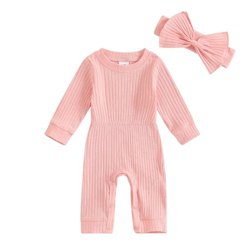 Karwuiio Newborn Baby Girl Coming Home Outfit Long Sleeve One Piece Romper Jumpsuit Infant Fall Clothes Sets
